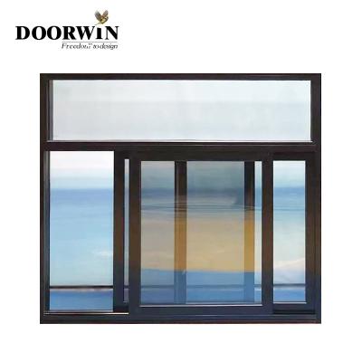 China Cheap Doorwin Price Aluminum Window Magnetic Screen Aluminum Profile Sliding Windows Double Glazed 3 Way Sliding Window for sale