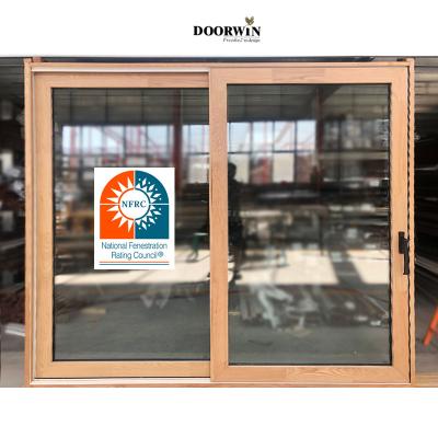 China Low Price 8Ft Low-E Heat Insulation Wooden French Aluminum Sliding Door Low-E Style Balcony Sliding Glass Patio Doors for sale