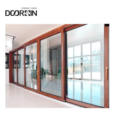 China Designs Wholesale Price 4 Panel Thermal Insulation Burglar Sliding Glass Aluminum Clad Wood Elevator And Slide Door for sale