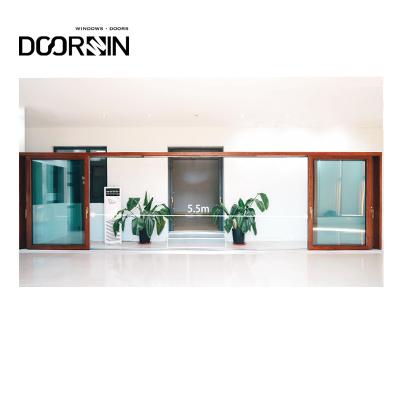 China Impact commercial glass aluminum clad wood hurricane exterior wholesale price heat insulation sliding door for sale