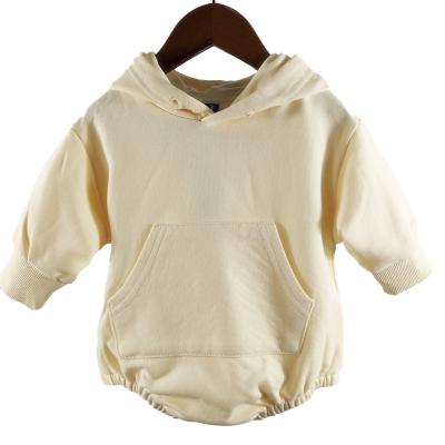 China Cozy Baby Clothes Infants Solid Color Rompers Babies Boy And Girls Cute Toddlers Long Sleeve Hooded Overalls for sale