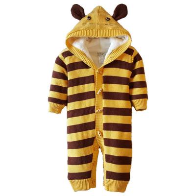 China Cozy Baby Clothes Factory OEM Popular Selling Stripe Newborn Cotton To Knit Fleece Baby Canvas Romper Infant Costume Clothes for sale