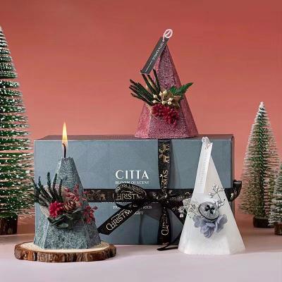 China Rectangular Triangle 2 Sets of Tapered Immortal Flowers Dried Flowers Christmas Ornaments Christmas Tree Scented Candles for sale