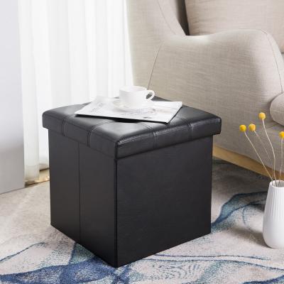 China Wholesale Foldable Faux Leather Folding Storage Ottoman Chair Foldable Ottoman Bench Square for sale