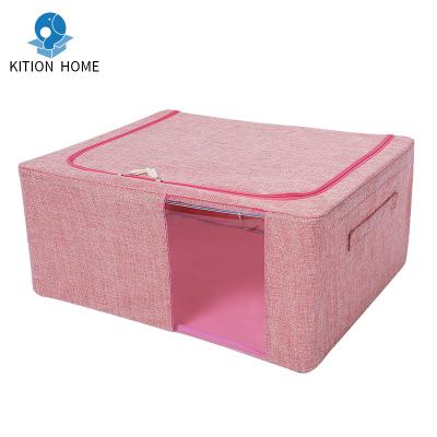 China 2021 Polyester Viable Fabric Living Room Furniture Storage Box Folding Folding Living Cartons Storage Box for sale