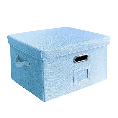 China 2020 Sale 2020 Space Saving Foldable Hot Blue Color Polyester Storage Barrel Decoration Canvas Foldable Storage Box For Office for sale