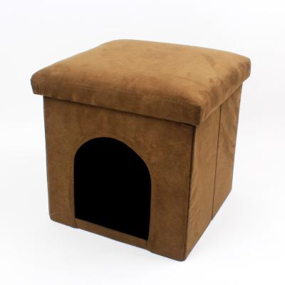 China 2020 Wholesale Luxury Animal Velvet Folding Ottoman Storage Ottoman Foldable Bedroom For Pets for sale