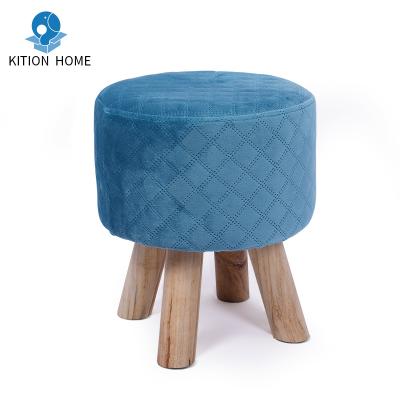 China 2020 New Arrival Four Foldable Legs Round Velvet Ottoman Ottoman Ottoman Stool Durable for sale