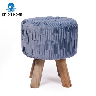 China Living Room Furniture Foldable Step Ladder Stool Round Velvet Foot Stool for sale