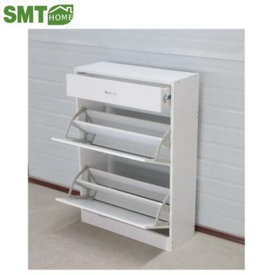 China 2018 New Design Shoe Rack 2 Wooden Doors Expandable White PB Clean Factory Cheap Price For Sale for sale