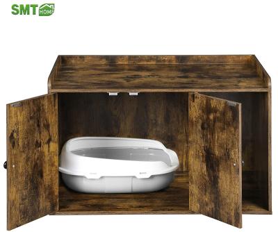 China Customized Professional Wooden Side Pet Viable Cat Litter Box Pet Enclosure Hidden Table Household Furniture for sale