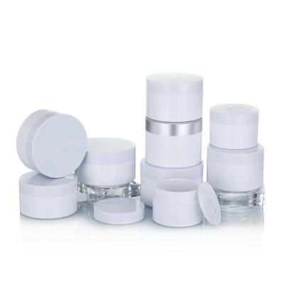 China 8oz 4oz Cosmetic Lipstick Wide Plastic Cosmetic Lotion Cream Jars With White Round Screw Lids for sale