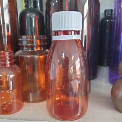 China Medicine PET Container Syrup Bottle Amber Liquid Oral Bottle Plastic Bottle With Cap for sale