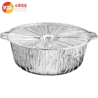 China ODM Disposable Aluminum Foil Pot With Aluminum Foil Lid 255*91mm 2200ml 75oz for sale