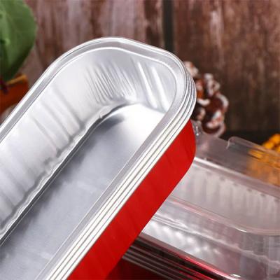 China 7oz Smooth Wall Foil Cake Cup Disposable Baking Tray Rectangular Aluminum Foil Container for sale