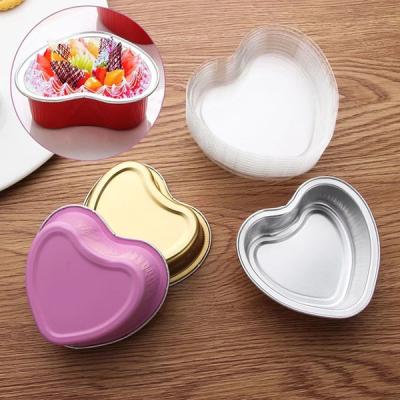 China Heart Shaped Foil Pans 100ml Heart Shaped Aluminum Pans 2.9g Weight for sale