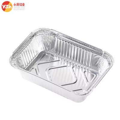 China 300ml Disposable Aluminum Foil Pan Rectangle Takeaway Food Packages Tinfoil Container With Lid for sale