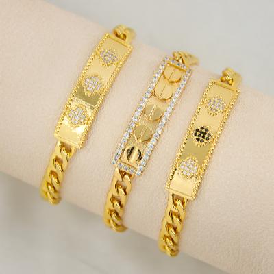 China Latest Design Four Leaf Clover Zircon Bracelet 24K Gold Bangle Women Jewelry CLASSIC for sale