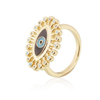 China 2020 FASHIONABLE Turkish Good Luck Amulet Protection Jewelry Hot Selling Gold Plated Eye Rings for sale