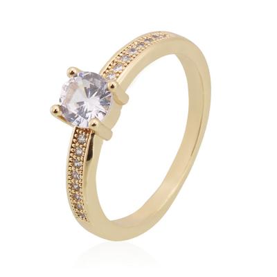 China CLASSIC Engagement Ring Gold Plating Women Wedding Ring Latest Design Shiny Round Zircon Rings for sale