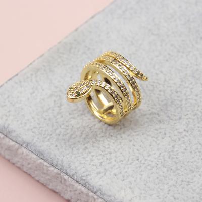 China New Arrival CLASSIQUE 5a Ring Snake 24K Gold Plated Zirconia Pave Rings Gold Rings For Women for sale