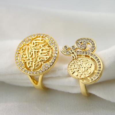 China Factory Wholesale CLASSIC Zirconia Ring Women Copper Four Leaf Clover Arabic 24k Gold Ring for sale