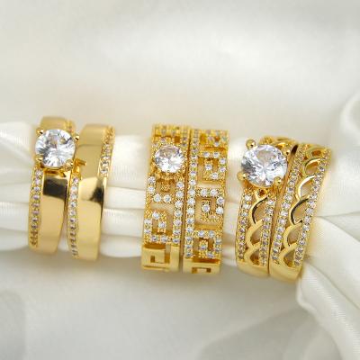 China CLASSIC Trending Ring Great Wall Pattern Gold Zircon Wedding Couples Jewelry Rings For Women 18k for sale