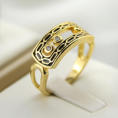 China 2022 Hot Selling CLASSIC Round CZ Ring Square Shape Brass 18k Black Gold Rings For Women for sale