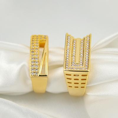 China CLASSIC Hot Selling Square Shape Ring Geometric Rhinestone Rings Women's 24k Gold Jewelry Brass Rings for sale