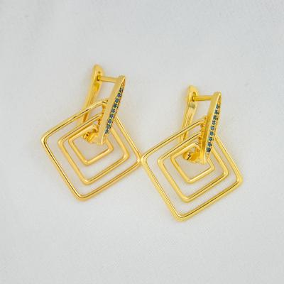 China CLASSIC Newcomers Crystal Square Zirconia Earrings Gold Plated 18k Jewelry For Women for sale