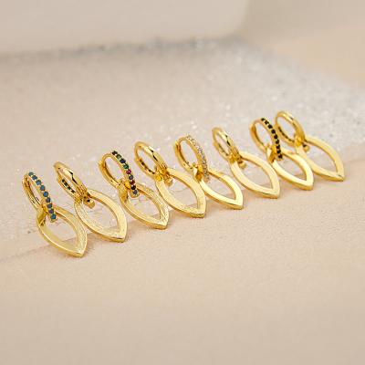 China Fashion CLASSIC style geometric gold earrings circle gold plated zirconia earrings women jewelry 18k for sale