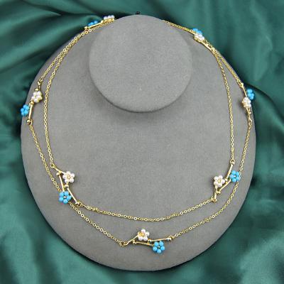 China New Idea Vintage Long Pearl Gift Idea Necklace Dubai Gold Jewelry Necklace 18k Gold Chain for sale