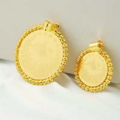 China 2022 CLASSIC Simple Style Designer Round Pendants Charms Jewelry Making Custom Women's Gold Coin Necklace Pendant for sale