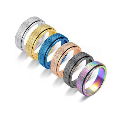 China Newest Hiphop Spinning Frosting Spinner Rings Jewelry Stainless Steel Spinner Stirrer Ring For Anxiety for sale