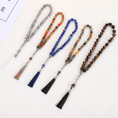 China CLASSIC Islamic Black Islamic Rosary Beads Necklace Agate Prayer Rosary Beads Worship Supplies Islamic Worship Rosary for sale