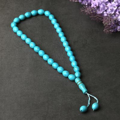 China CLASSIC Turquoise Blue Muslim Rosary Islamic Prayer Beads 33 Laser Mosque Design Rosary Islamic Prayer Bead Crafts for sale