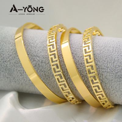 China CLASSIC Simple Type Girls Bracelet Set Up-to-date Arabic Islamic Muslim Great Wall Style 18k Gold Plated Bracelet for sale