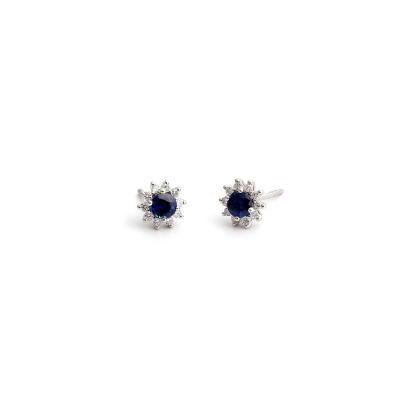 China CLASSIC Jewelry 14K 18K Gold Minimalist Round Cut Sapphire Stud Earrings Gemstone Earrings For Women for sale