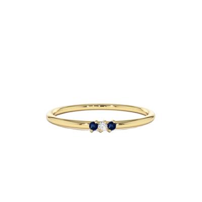 China CLASSIC Minimal Natural Gold Diamond Ring Natural Sapphire Round Gemstone Ring 14k Gold for sale