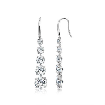 China Luxury TRENDY Long Drop Earrings, S925 Sterling Silver Cubic Zircon Earrings 18k White Gold Plated Women Jewelry Fashion Earrings for sale