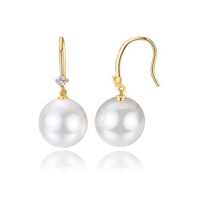 China TRENDY Women Mini Dangle Drop Earrings, S925 Sterling Silver Cubic Zircon Earrings 18k White Gold Plated Fashion Pearl Earrings for sale