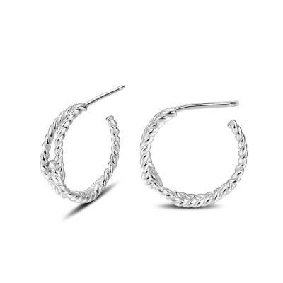 China FASHIONABLE Gold Plated 18k S925 Sterling Silver Twist Stud Earrings Women's 20mm Semicircle Hoop Earrings Wholesale Price for sale