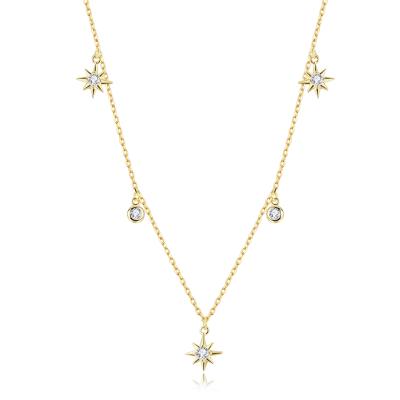 China Wholesale Classic Women Choker Star Necklace 18k Gold Plated S925 Sterling Silver Adjustable Necklace With Zircon 5A for sale