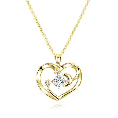 China Wholesale CLASSIC Classic Women Moon Star Heart Necklace 18k Gold Plated S925 Sterling Silver Adjustable Necklace With Zircon 5A for sale