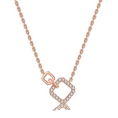 China CLASSIC New Arrival Fashion Clavicle Chain Necklace 18K 14K Geometric Diamond Pendant For Girlfriend for sale