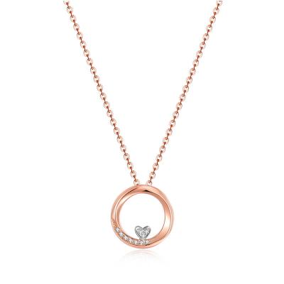 China CLASSIC Rose Gold Necklace 14k Pure Gold Plated 18K Gold Necklace High Quality Pure Gold Plated Heart Circle Shape Necklace For Girl for sale