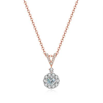 China CLASSIC Fashion Necklace 14K 18K Real Gold Jewelry Necklace With Diamond V Shape Flowers Pendant Necklace for sale