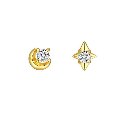 China CLASSIC Hot Selling Jewelry Fashion Star and Moon Diamond 18k Gold Stud Earrings For Women 2021 for sale