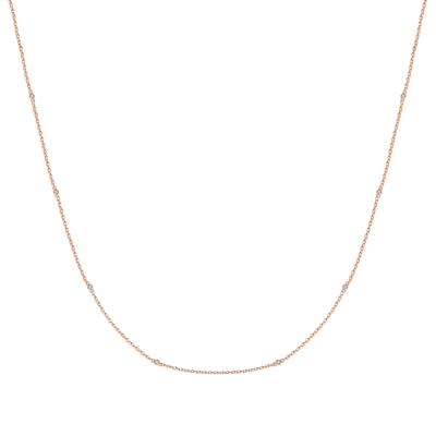 China Wholesale Shiny Simple Diamond 18k Gold Necklace Jewelry Fashion Girls Mini Bubble Necklace 18K Real Solid Gold CLASSIC Jewelry for sale