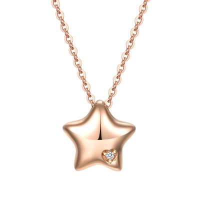 China 2021 Fashionable 18k Gold Plated Star Necklaces Soild Gold Pendant Diamond Heart Necklace Women Jewelry CLASSIC for sale